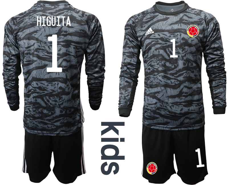 Youth 2020-2021 Season National team Colombia goalkeeper Long sleeve black #1 Soccer Jersey3